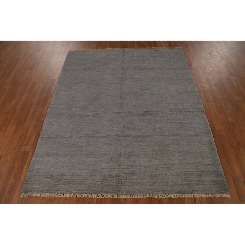 Gray Modern Gabbeh Oriental Rug Handmade Wool Carpet - 5'5"x 6'7"