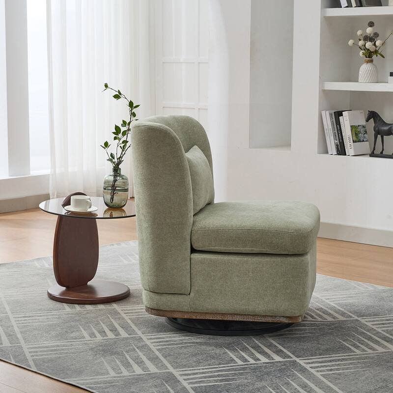 25.2 "Wide Modern Chenille Cushioned Armless Metal Base 360°Swivel Chair