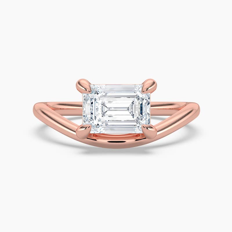 Auriya 14K Gold Lab Grown Diamond Emerald Cut Curved Solitaire Engagement Ring 1.00 - 5.00ct. tw. (F-G, VS) - 2.00 carats - 6 - Rose