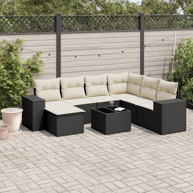 vidaXL Garden Sofa Set - Black and cream With table