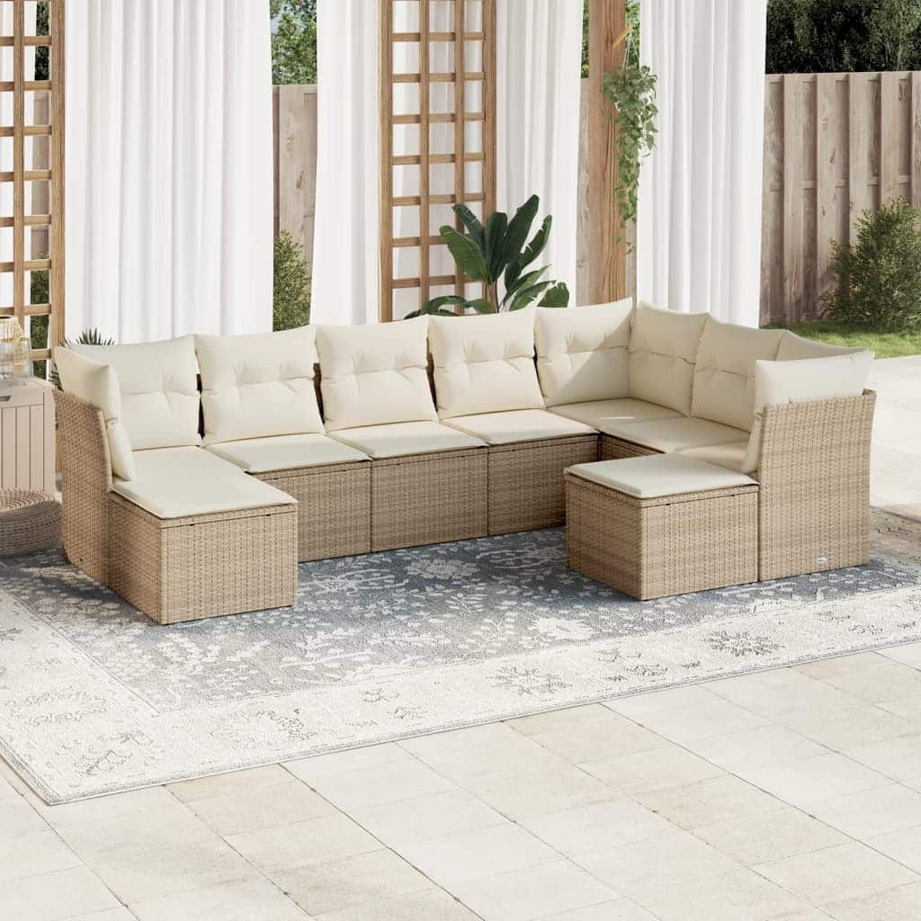 vidaXL Garden Sofa Set Beige and Cream PE rattan and Powder-Coated Steel - 21.7 x 21.7 x 14.6