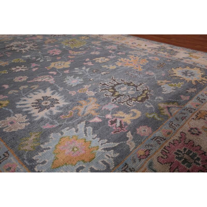 All-Over Floral Oushak Indian Area Rug Handmade Wool Carpet - 8'0"x 9'10"