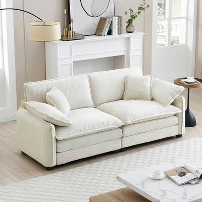 Oversize Loveseat, 81'' 2 Seater Corduroy Couch with 4 Pillows and Removable Armrests, Modern Love Seat for Living Room, Office