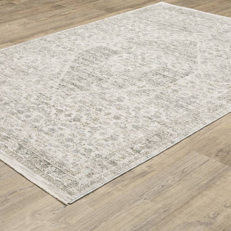 Amira Vintage Center Medallion Grey/ Beige Area Rug