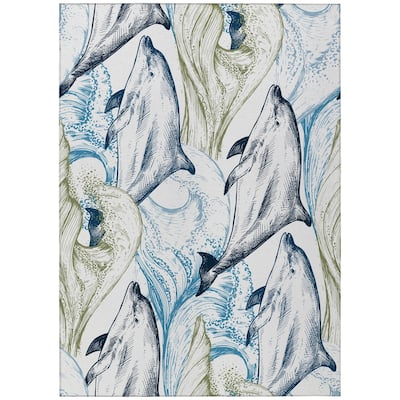 Indoor/Outdoor Harpswell Sea Life Washable Rug