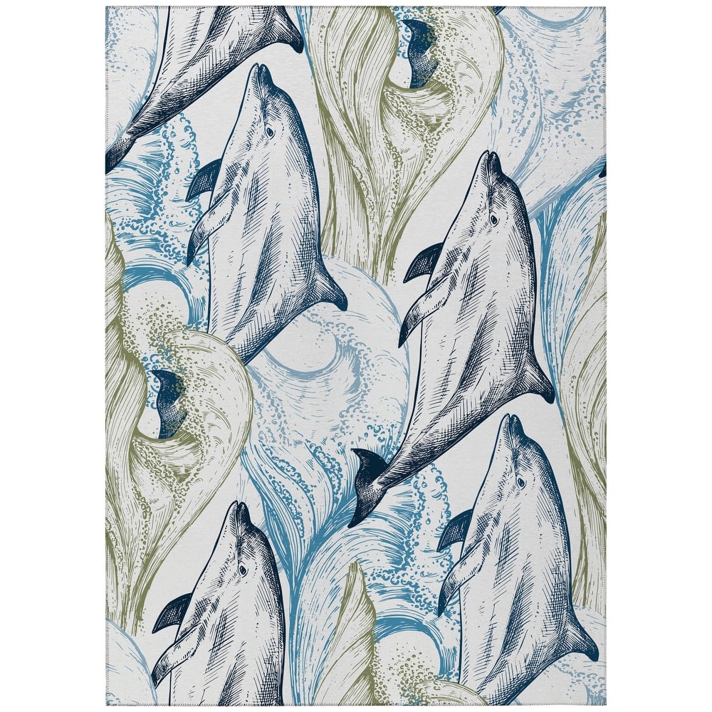 Indoor/Outdoor Harpswell Sea Life Washable Rug