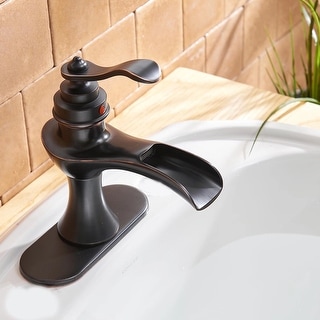 Vibrantbath Bathroom Sink Faucet Waterfall with Drain Assembly and Supply Lines