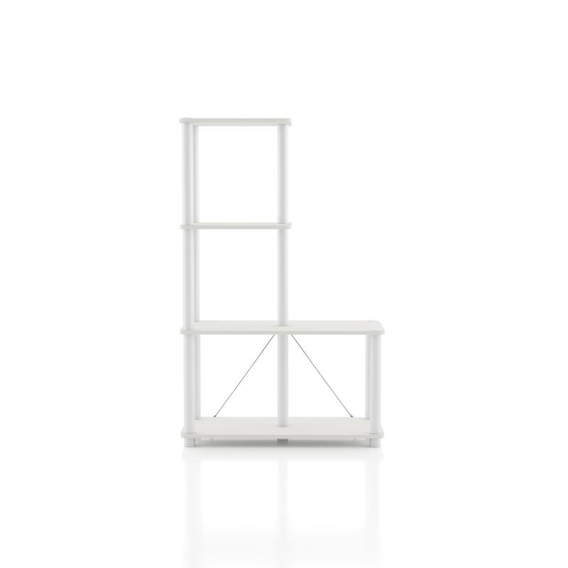 DH BASIC Modern Wood Shelving Unit with storage - Tier Shelves, Cube Ladder Shelf by Denhour