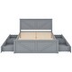 preview thumbnail 10 of 10, Queen Platform Bed with 4-Storage Drawers, Headboard and Support Legs, Grey