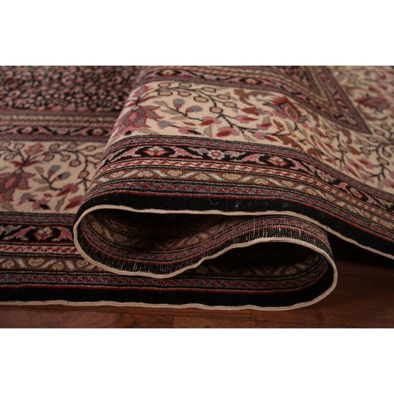 Black Anatolian Turkish Large Vintage Rug Hand-Knotted Wool Carpet - 10'0" X 13'7"