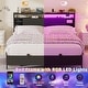 preview thumbnail 74 of 75, Bed Frame with Charging Station and RGB LED Lights, Sturdy Platform Bed with Storage Headboard,