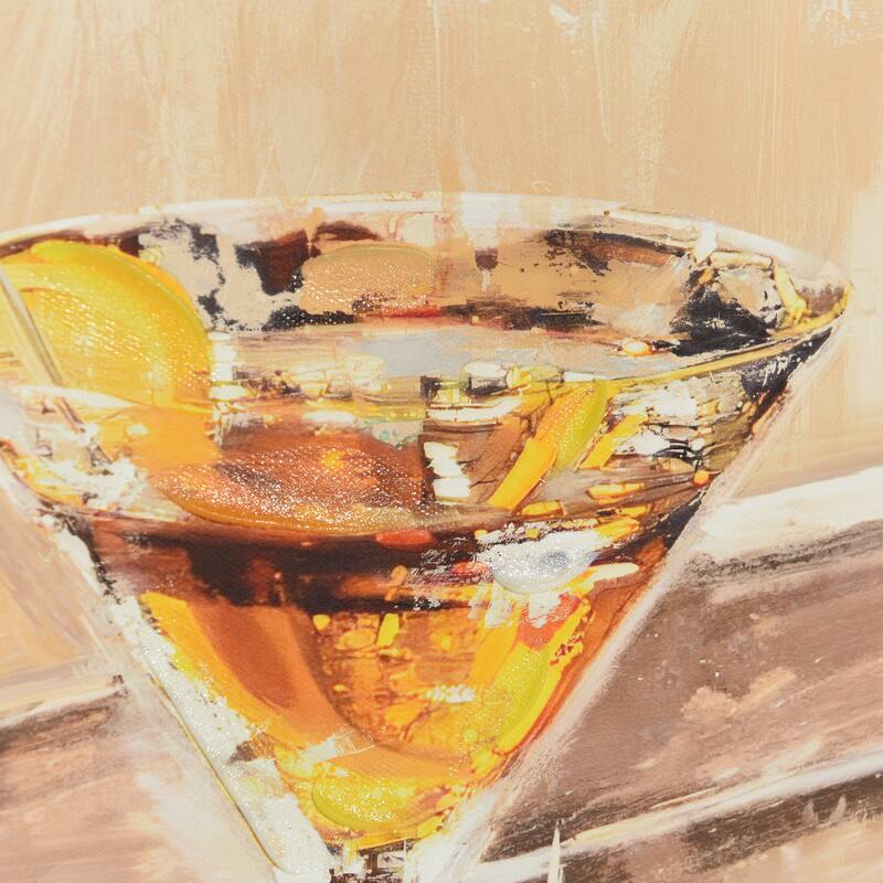 StyleCraft Sisters Katherine Cocktail Hour III Hand-Embellished Framed Canvas Wall Art - 25" x 25"