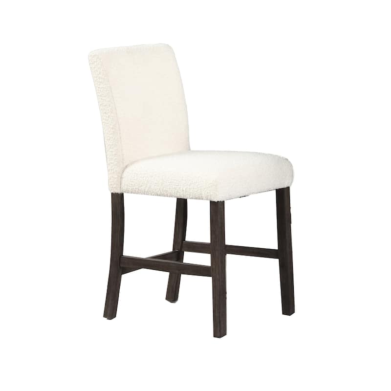 Ghy 25 Inch Dining Side Chair Set of 2, White Textured Upholstery, Brown