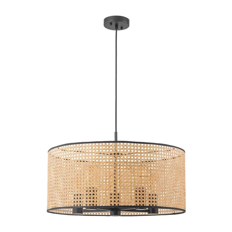 Vintage Natural Handmade Rattan Drum Pendant