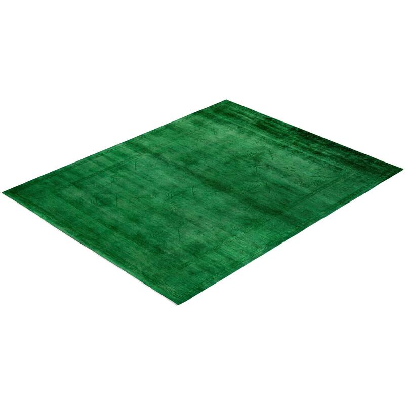 Overdyed, One-of-a-Kind Hand-Knotted Area Rug - Green - 8' 2" x 10' 1"