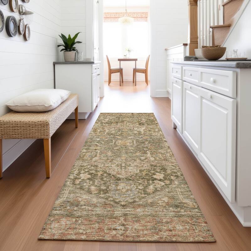 Premium Washable Super Soft Vintage Traditional Mayfield Rug - Fern - 2'3" x 7'6"