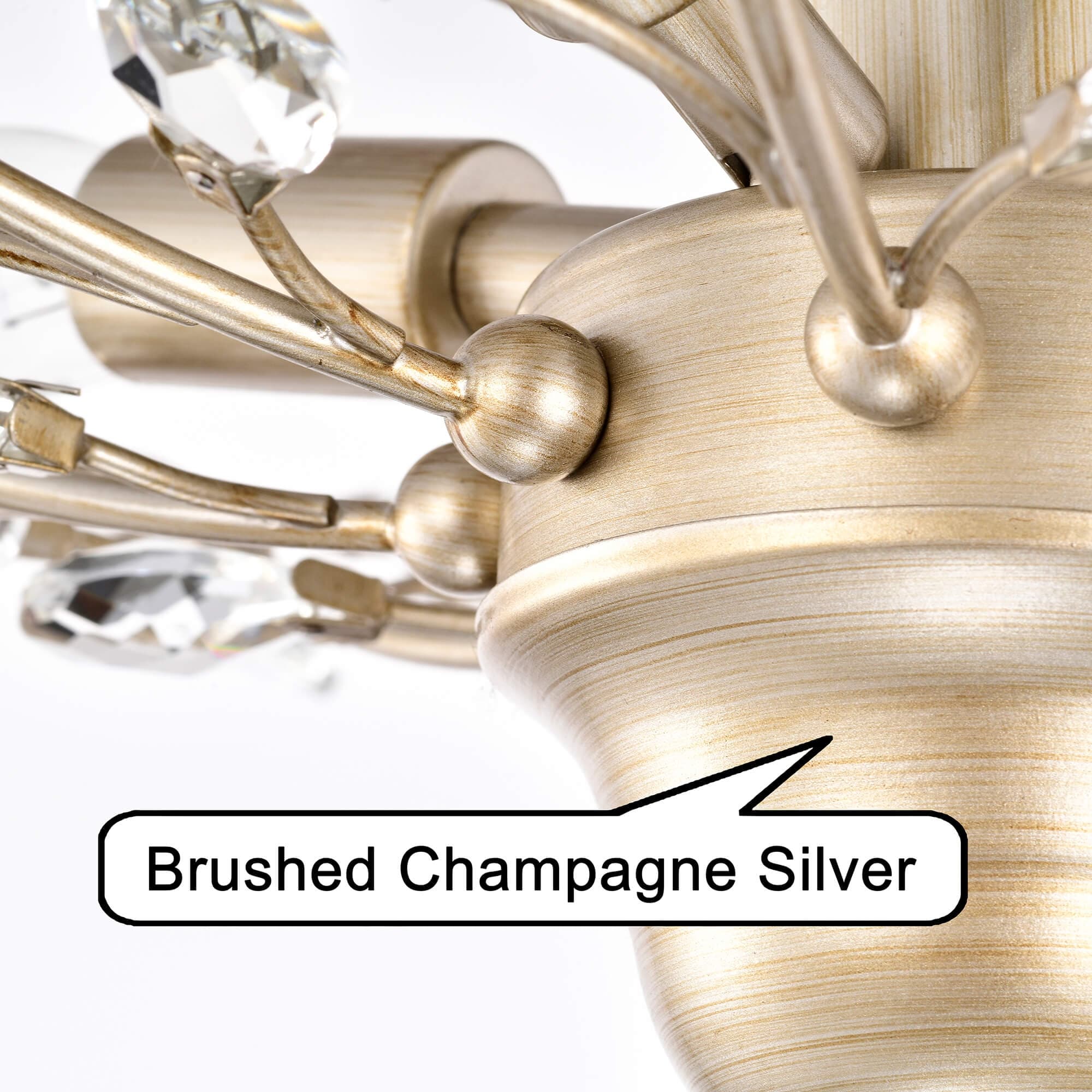 holly様 B2.5 Holly 4-light Brushed Champagne Silver Crystal Leaves