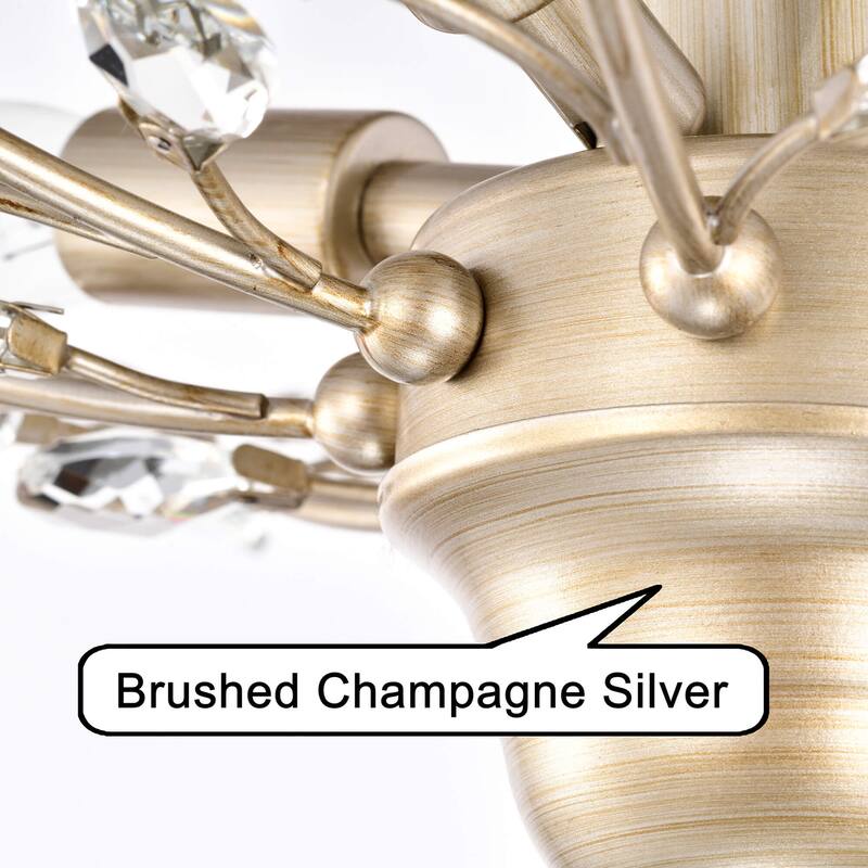 Holly 4-light Brushed Champagne Silver Crystal Leaves Flush Mount