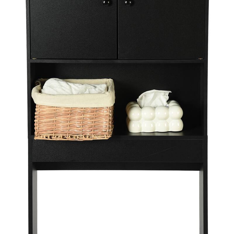 Homy Casa Over-the-Toilet Storage Cabinet Double Doors, Black