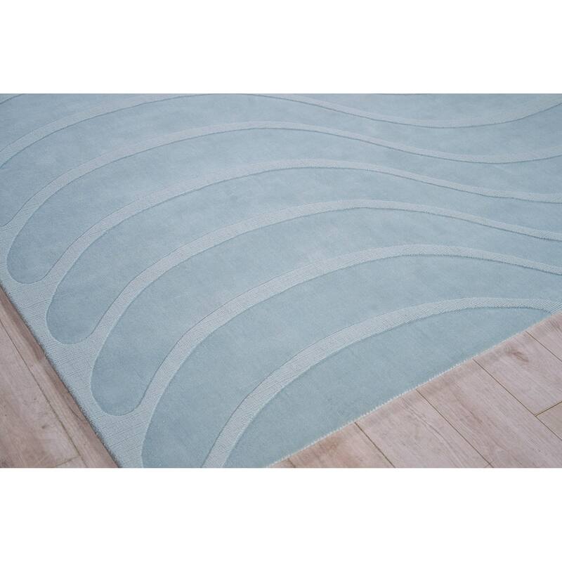 Exquisite Rugs Tempo Handmade Handloomed New Zealand Wool Light Blue Area Rug