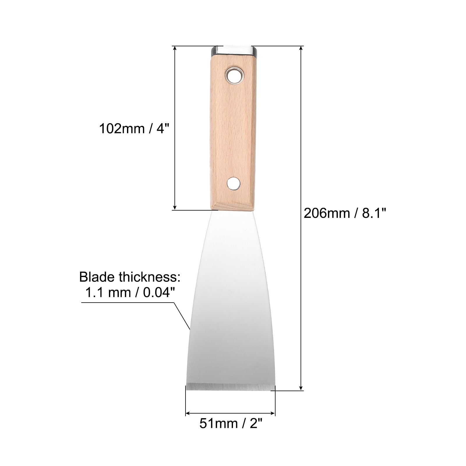 Putty Knife Stainless Steel Paint Drywall Repair Scraper with Hammer End - Wood Color