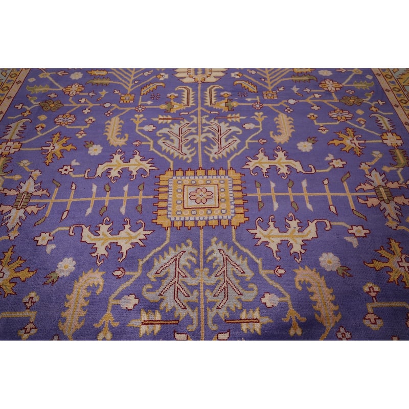 Purple Oushak Large Indian Area Rug Handmade Wool Carpet - 11'9"x 14'8"