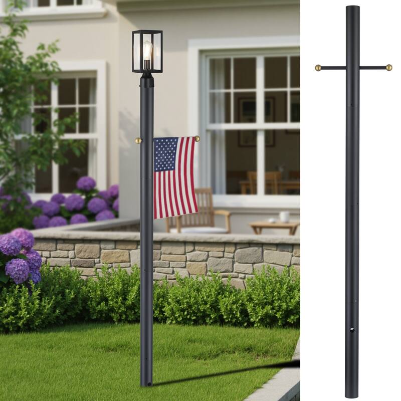 C Cattleya 84" Matte Black Aluminum Outdoor Pole, Direct Burial for Post Lamp Head