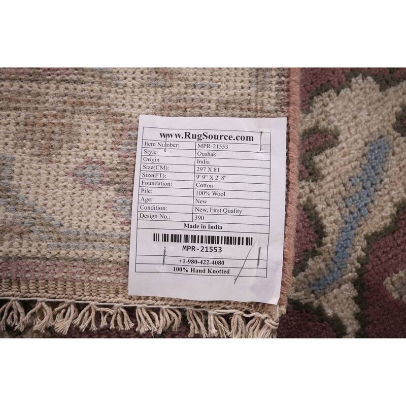 All-Over Floral Oushak Oriental Runner Rug Handmade Wool Carpet - 2'8"x 9'9"