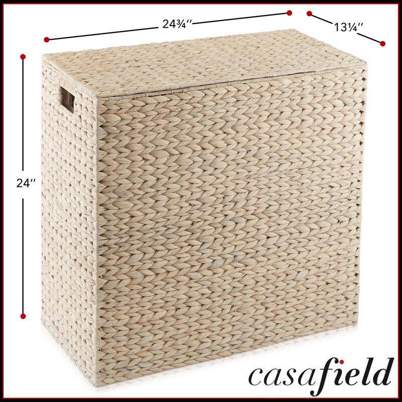 2Section Laundry Hamper Basket with Removable Liner Bags for Clothes