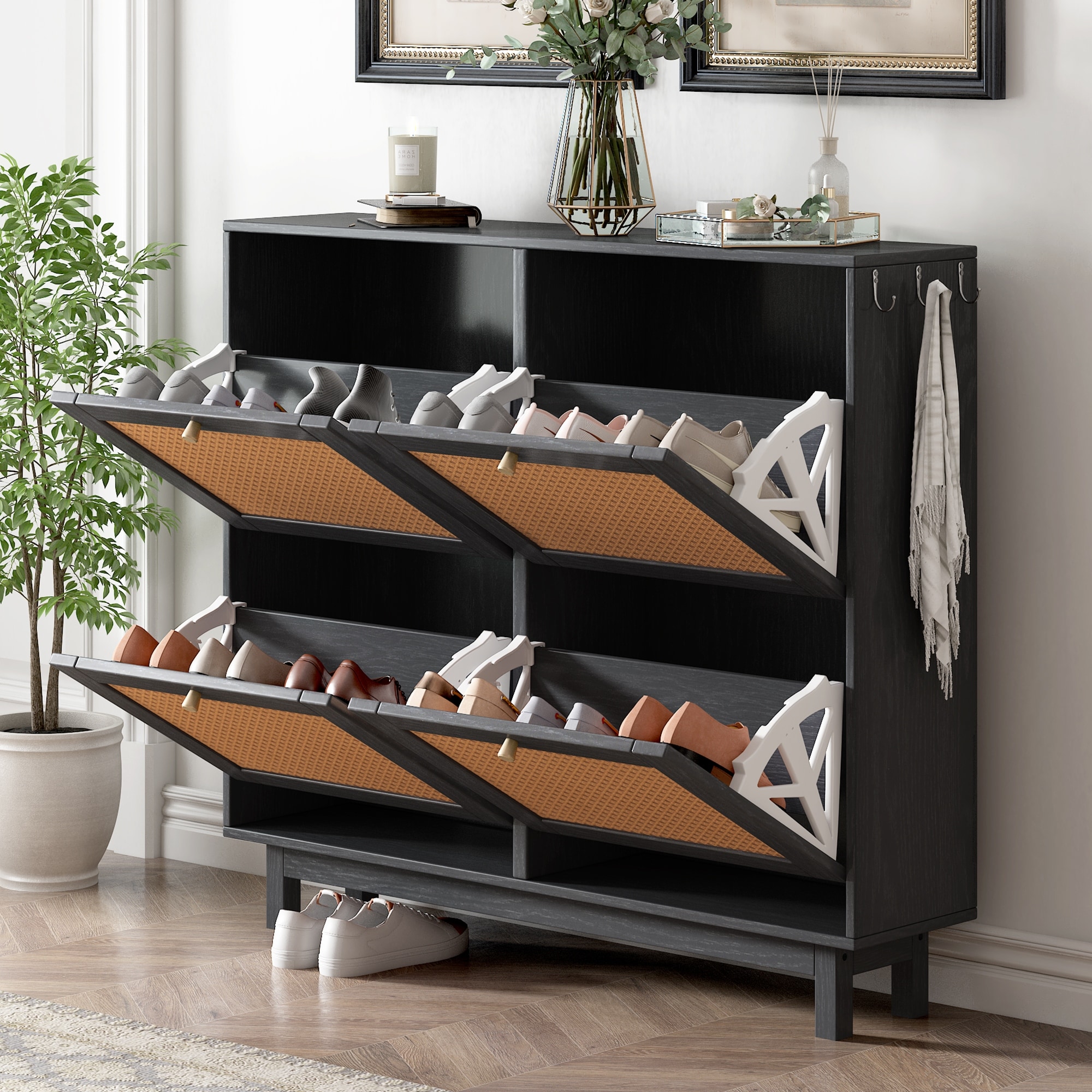https://ak1.ostkcdn.com/images/products/is/images/direct/a89589919bdea9acecb48761a541c87740d9d9d0/Rattan-Shoe-Cabinet-with-4-Flip-Drawers%2C-2-Tier-Shoe-Storage-Organizer%2C-Free-Standing-Shoe-Rack.jpg