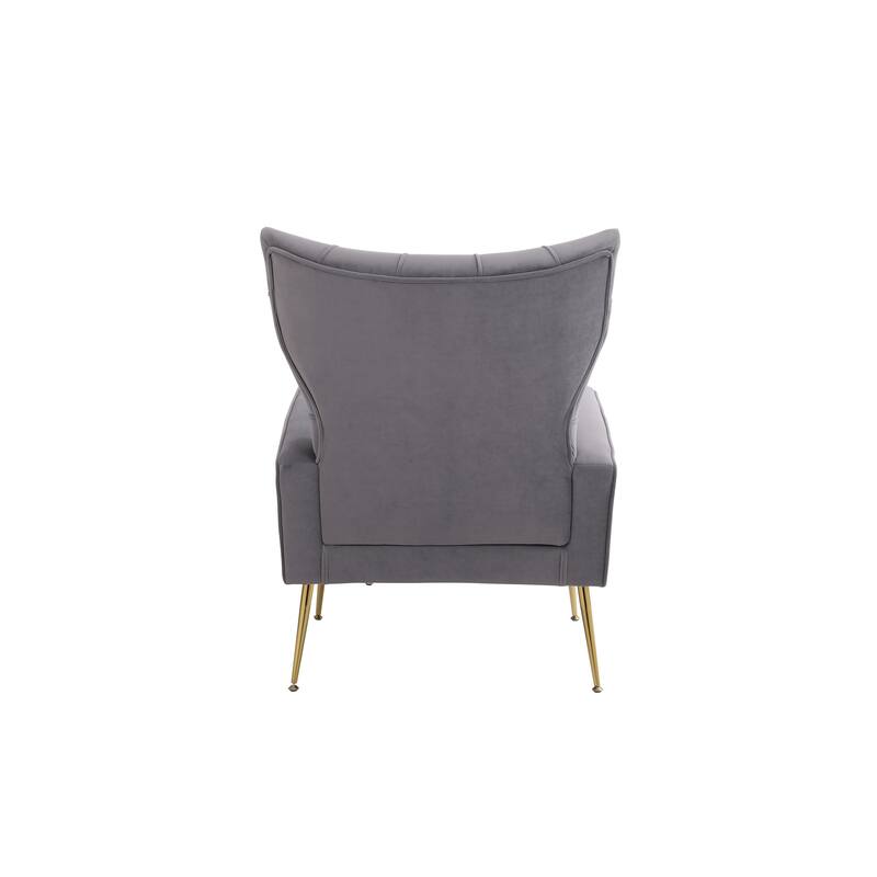 Gray 31.5" Velvet Button Tufted Arm Chair