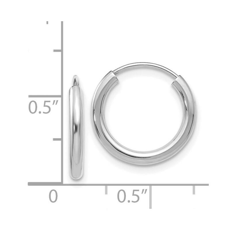 Curata 14k White Gold 2x13mm Polished Endless Hoop Earrings