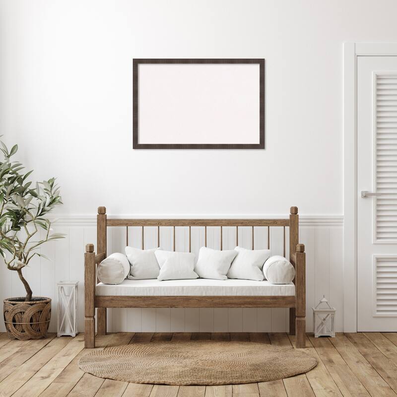 Whiskey Brown Rustic Wood Framed White Corkboard Bulletin Board