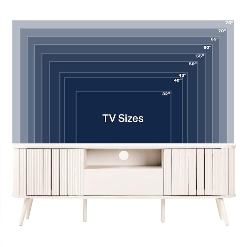 Finley 70 in. Farmhouse Curved TV Stand with Drawer and Storage Doors Fits TVs up to 75 in. with Cable Management, by JONATHAN Y