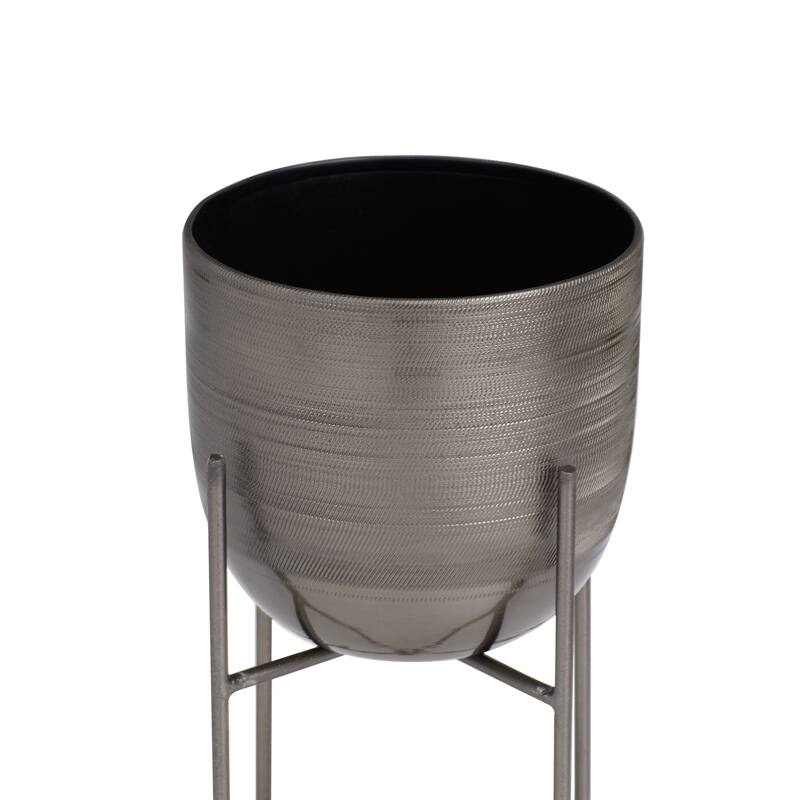 Silver, Gold or Gray Metal Modern Planter with Removable Stand (Set of 2) - S/2 6", 5"W
