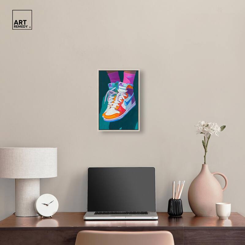 Colorful Sneaker Jump Canvas by Art Remedy