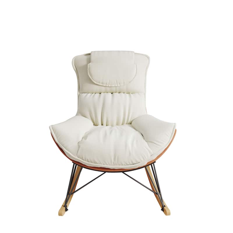 Velvet Rocking Chair with Removable Cushion and 300lb Capacity