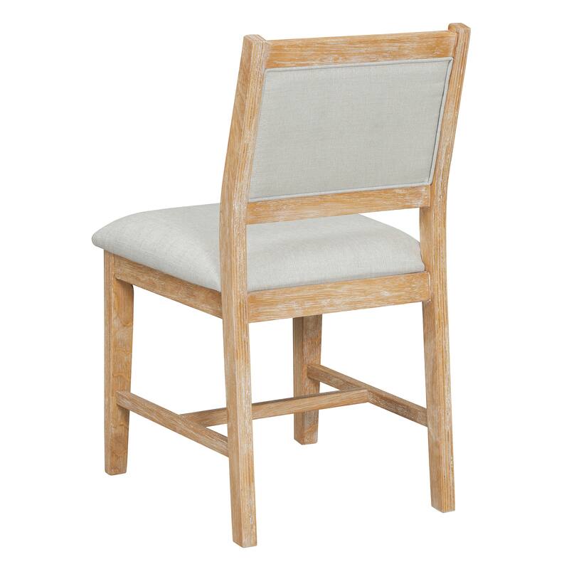 Retro 7-Piece Dining Table Set with Upholstered Chairs and Solid Wood Frame for Stylish Gatherings