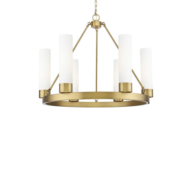 Innovations Lighting 617-6CR-24-29 Boreas Chandelier Boreas 6 Light - Brushed Brass / White
