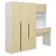 preview thumbnail 7 of 10, 3-Door Wooden Storage Desk Wardrobe for Bedroom with Shelves and 3 Drawers