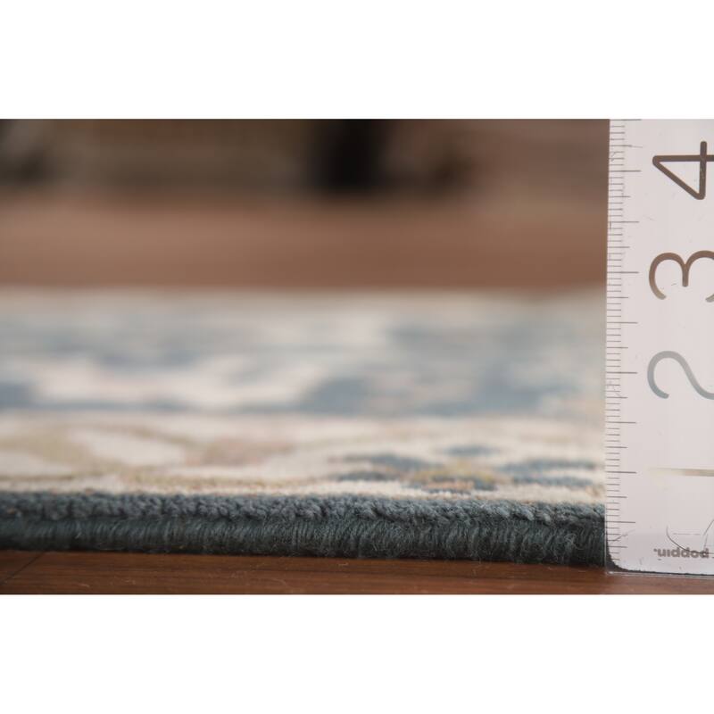 Blue Oushak Oriental Runner Rug Handmade Wool Carpet - 2'6"x 11'10"