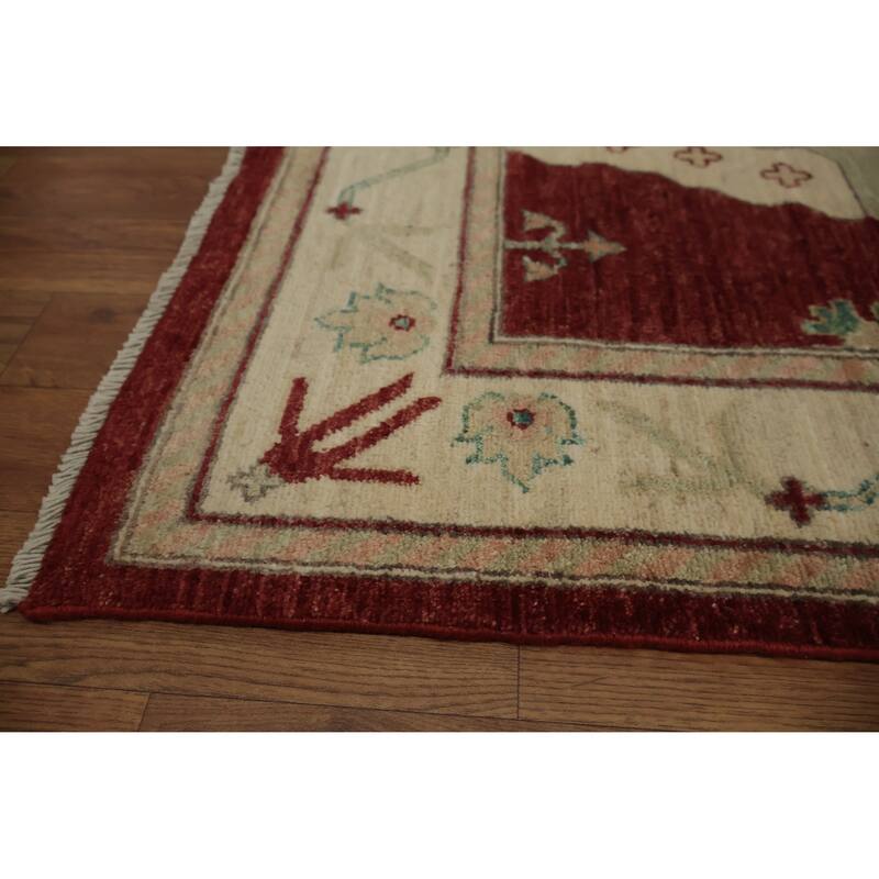 Hand Knotted Oriental 100% Wool Carpet Transitional Floral Red Oushak Area Rug - 12' 0'' X 9' 0''