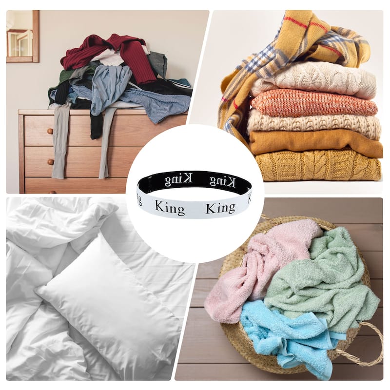 Bed Sheet Organizer Bands 325x40mm Storage Bands, White, KING - White