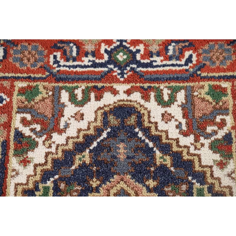 Navy Blue Heriz Serapi Indian Accent Rug Handmade Wool Carpet - 2'0" x 3'0"