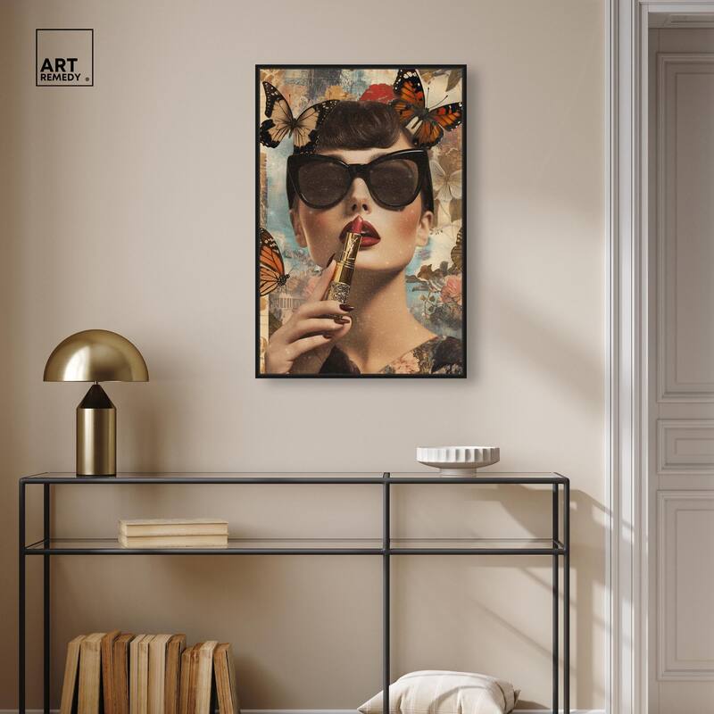 Iconic Lady Butterfly Collage II Canvas by Art Remedy