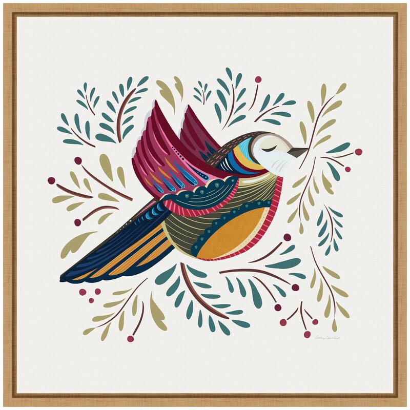 Kate and Laurel Sylvie Peace Bird Cream Framed Canvas by Carey Copeland