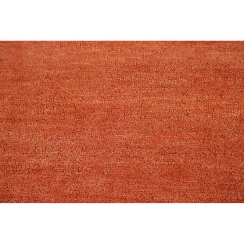 Orange Gabbeh Modern Foyer Rug Oriental Hand-Knotted Wool Carpet - 2'10"x 4'1"