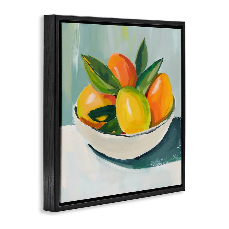 Stupell Bowl of Citrus Fruit Framed Floater Canvas Wall Art Design By Walker Noble
