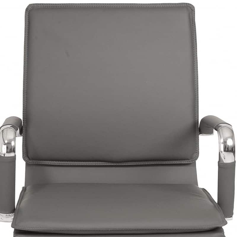 Silver and Gray Adjustable Swivel Faux Leather Rolling Conference Office Chair