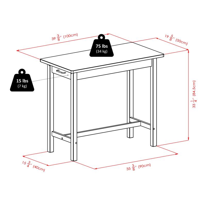 3-Pc Breakfast Table with V-back Counter Stools, Walnut